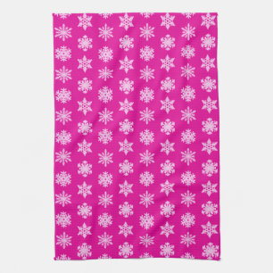Ikat-Schneeflocken - Fuchsia und Eisrosa Geschirrtuch