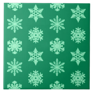 Ikat-Schneeflocken - Kiefer- und Minzgrün Fliese