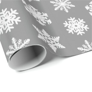 Ikat-Schneeflocken - Kohle grau und weiß Geschenkpapier