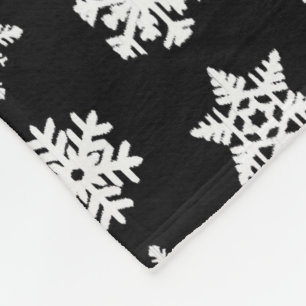 Ikat-Schneeflocken - Schwarzweiß Fleecedecke