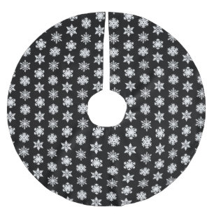 Ikat-Schneeflocken - Schwarzweiß Polyester Weihnachtsbaumdecke