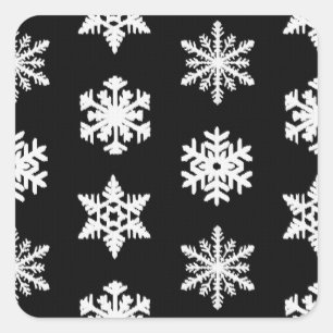 Ikat-Schneeflocken - Schwarzweiß Quadratischer Aufkleber