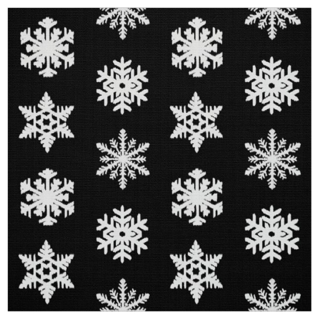 Ikat-Schneeflocken - Schwarzweiß Stoff (Muster)