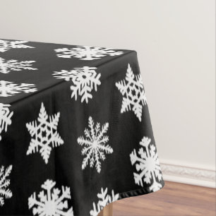 Ikat Schneeflocken - Schwarzweiss Tischdecke