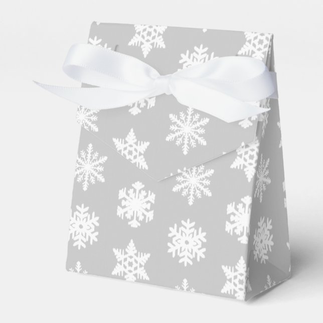 Ikat-Schneeflocken - Silbergrau und weiß Geschenkschachtel (Vorderseite)