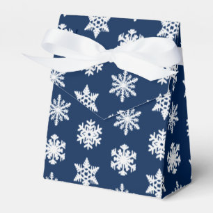 Ikat-Schneeflocken - Weiß und dunkles Marineblau Geschenkschachtel