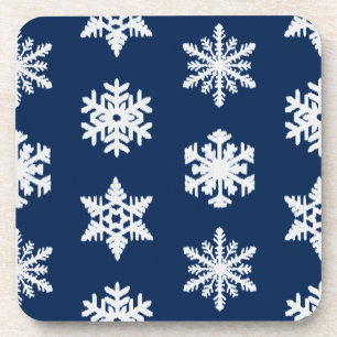 Ikat-Schneeflocken - Weiß und dunkles Marineblau Untersetzer