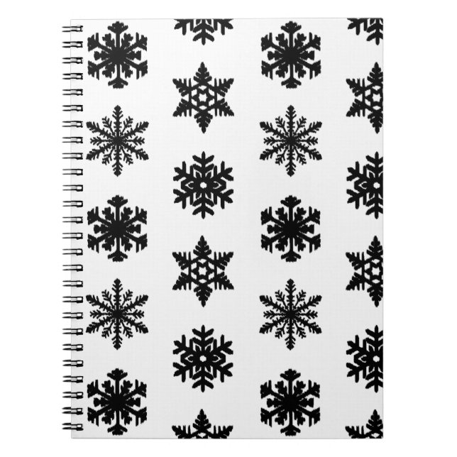 Ikat-Schneeflocken - weiß und schwarz Notizblock (Vorderseite)