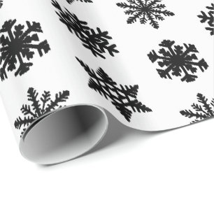 Ikat Schneeflocken - Weiß und Schwarzes Geschenkpapier