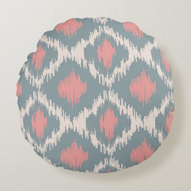 Ikat-Serie Rundes Kissen (Vorderseite)