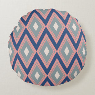 Ikat Series Geometric Rundes Kissen