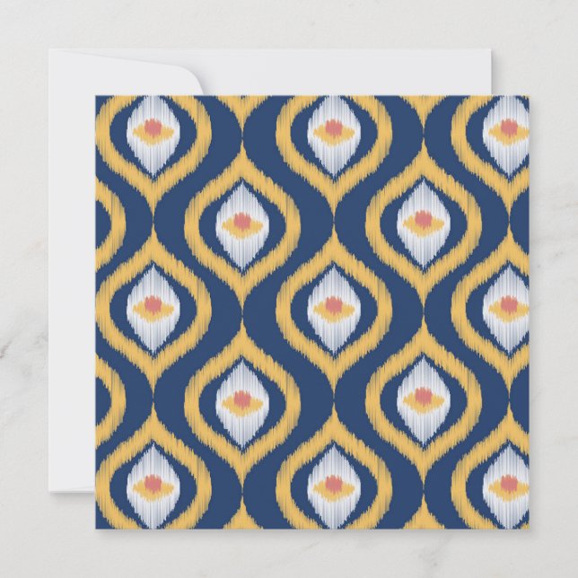 Ikat Series Ogee Blue Flat Card (Vorderseite)