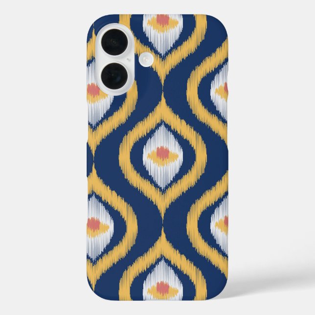 Ikat Series Ogee Blue iPhone 16 Hülle (Rückseite)
