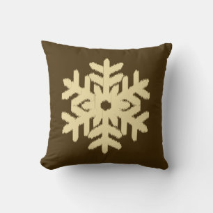Ikat Snowflake - Beige und Schokolade Brown Kissen