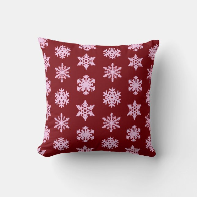 Ikat Snowflake - Burgunder Wein und Rosa Kissen (Vorderseite)
