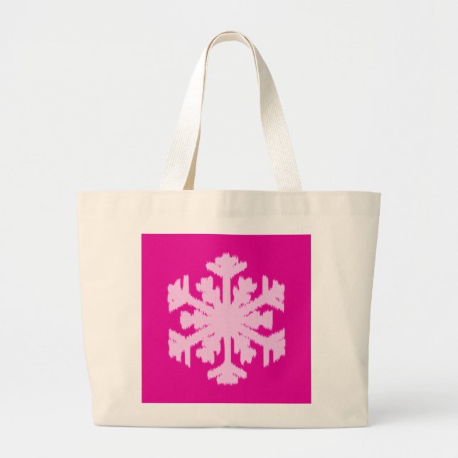 Ikat Snowflake - Fuchsia und Eispink Jumbo Stoffbeutel (Vorne)