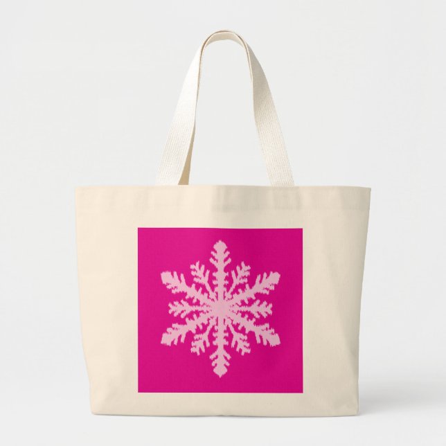 Ikat Snowflake - Fuchsia und Eispink Jumbo Stoffbeutel (Vorne)