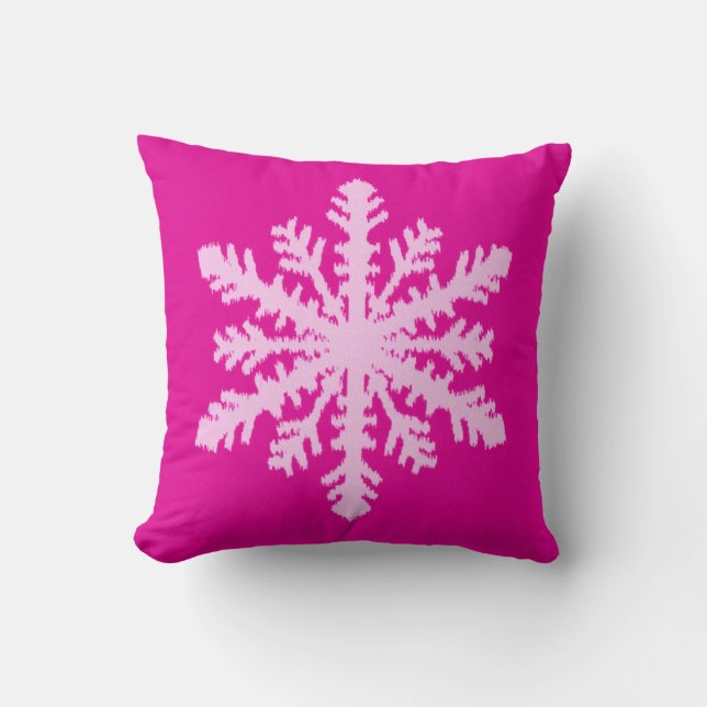 Ikat Snowflake - Fuchsia und Eispink Kissen (Vorderseite)