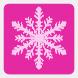 Ikat Snowflake - Fuchsia und Eispink Quadratischer Aufkleber