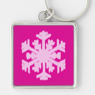 Ikat Snowflake - Fuchsia und Eispink Schlüsselanhänger