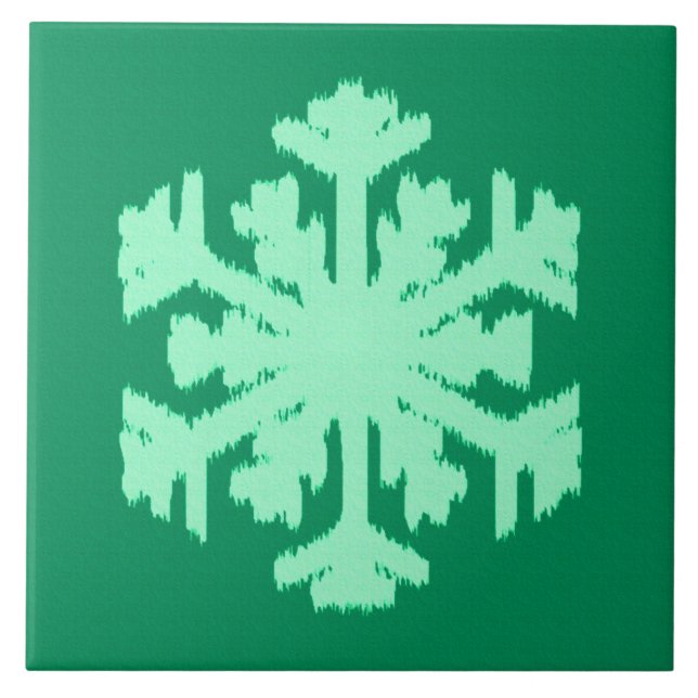 Ikat Snowflake - Kiefer und Minze grün Fliese (Vorderseite)