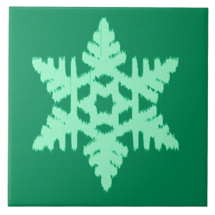 Ikat Snowflake - Kiefer und Minze grün Fliese