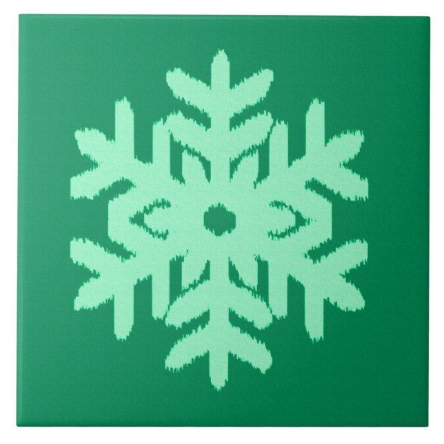 Ikat Snowflake - Kiefer und Minze grün Fliese (Vorderseite)