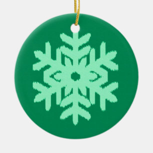 Ikat Snowflake - Kiefer und Minze grün Keramikornament