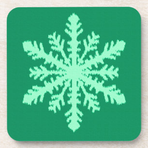 Ikat Snowflake - Pine and mint green Getränkeuntersetzer