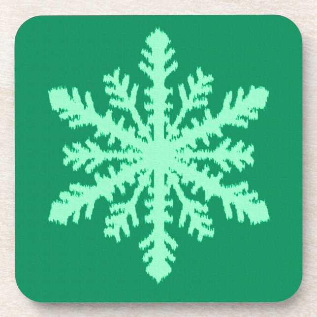 Ikat Snowflake - Pine and mint green Getränkeuntersetzer (Vorderseite)