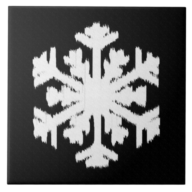 Ikat Snowflake - Schwarzweiß Fliese (Vorderseite)