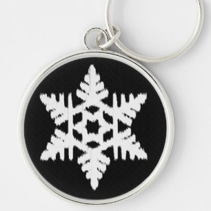 Ikat Snowflake - Schwarzweiß Schlüsselanhänger