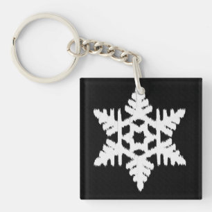Ikat Snowflake - Schwarzweiß Schlüsselanhänger
