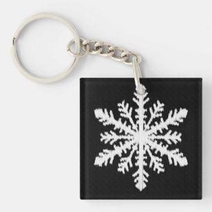 Ikat Snowflake - Schwarzweiß Schlüsselanhänger