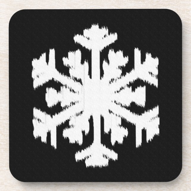 Ikat Snowflake - Schwarzweiß Untersetzer (Vorderseite)