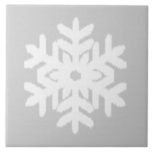 Ikat Snowflake - Silbergrau und weiß Fliese