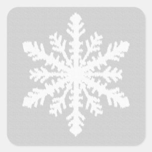 Ikat Snowflake - Silbergrau und weiß Quadratischer Aufkleber