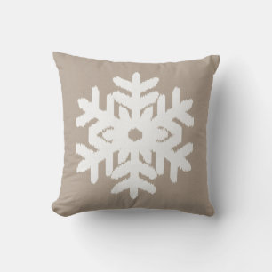 Ikat Snowflake - Taupe und Weiß Kissen