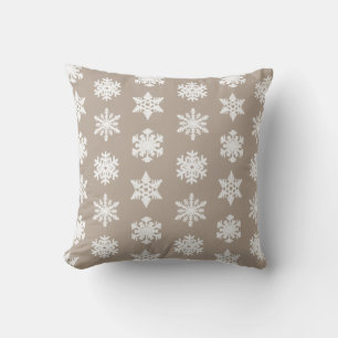 Ikat Snowflake - Taupe und Weiß Kissen