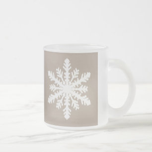 Ikat Snowflake - Taupe und Weiß Mattglastasse