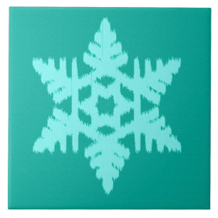 Ikat Snowflake - Türkis und Wasser Fliese