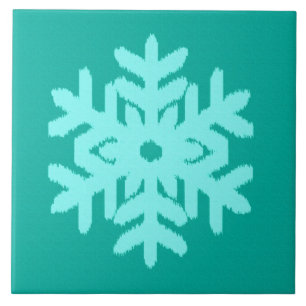 Ikat Snowflake - Türkis und Wasser Fliese