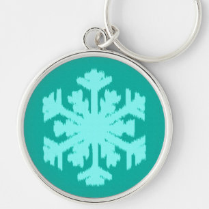 Ikat Snowflake - Türkis und Wasser Schlüsselanhänger