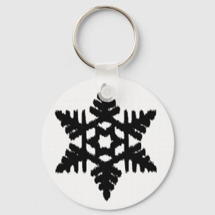 Ikat Snowflake - weiß und schwarz Schlüsselanhänger