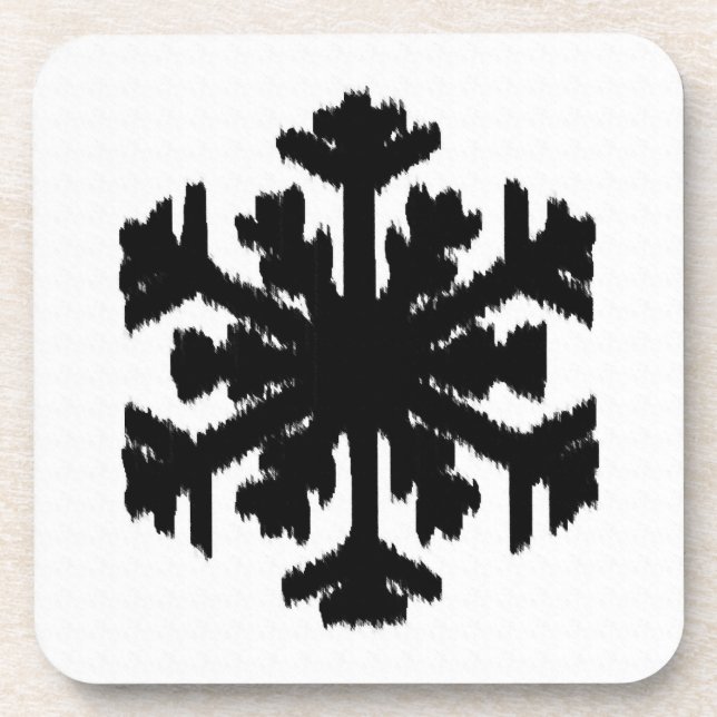 Ikat Snowflake - weiß und schwarz Untersetzer (Vorderseite)