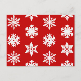 Ikat Snowflakes - Dunkelrot und weiß Postkarte