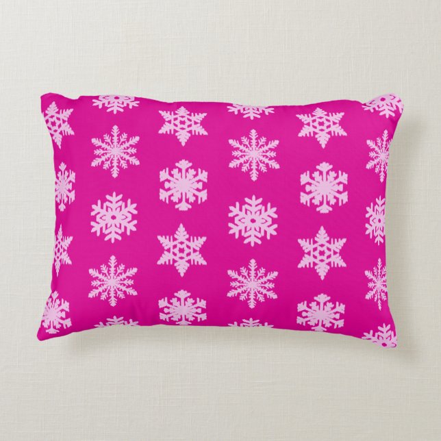 Ikat Snowflakes - Fuchsia und Eispink Dekokissen (Rückseite)