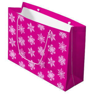 Ikat Snowflakes - Fuchsia und Eispink Große Geschenktüte