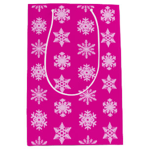Ikat Snowflakes - Fuchsia und Eispink Mittlere Geschenktüte