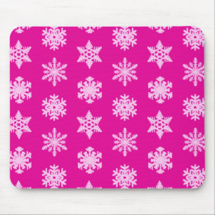 Ikat Snowflakes - Fuchsia und Eispink Mousepad